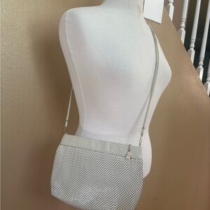 Vtg Whiting & Davis Metal Mesh Leather Shoulder Bag ~ made USA ~ excellent!!!!